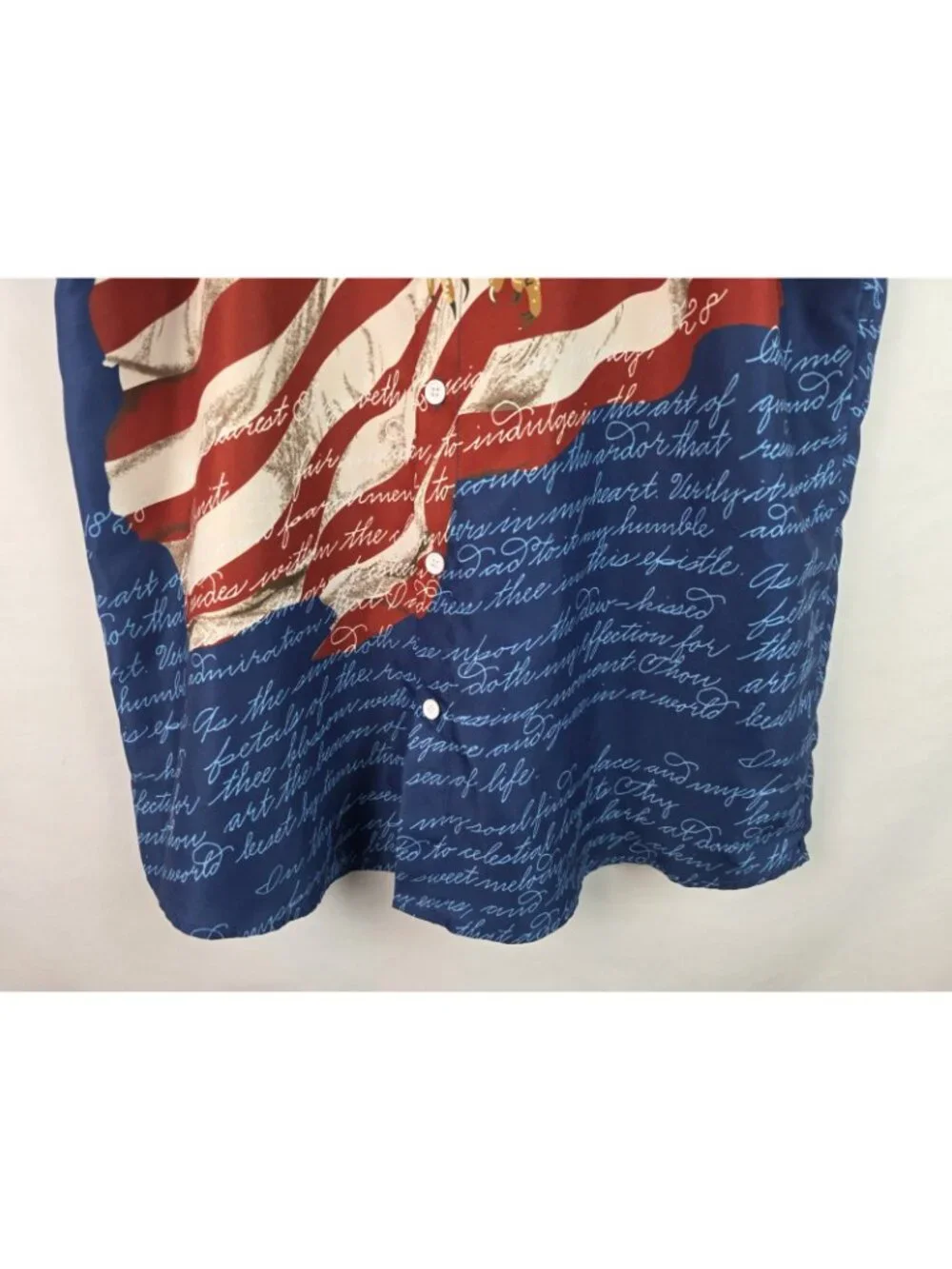 Arvil Hill Mens Shirt Size Large Blue Patriotic USA America Flag Button Down Top
